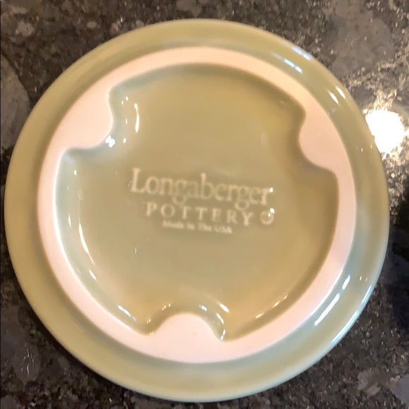 Longaberger Pottery sage green crock and lid set - Picture 5 of 8